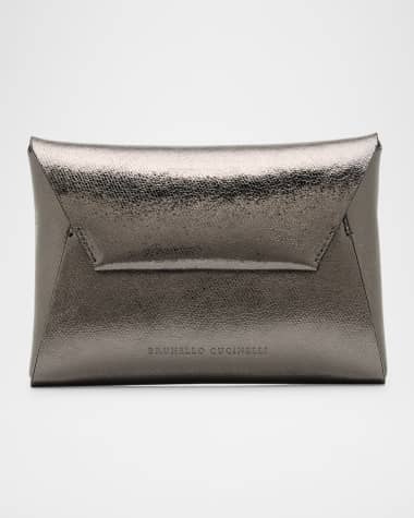 Brunello Cucinelli Duo Metallic Leather Pouchette Crossbody Bag