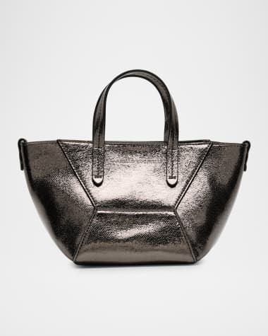 Brunello Cucinelli Duo Mini Metallic Leather Shopper Tote Bag