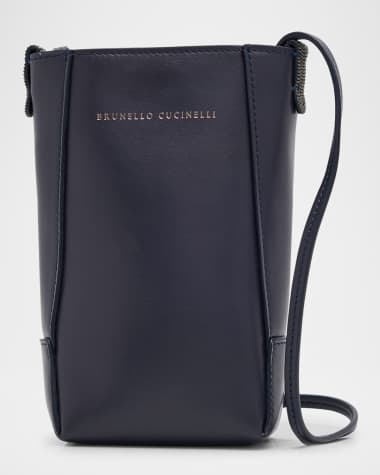 Brunello Cucinelli Duo Leather Phone Crossbody Bag