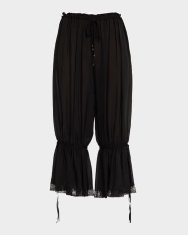 Chloe Drawstring Lace-Trim Cropped Pants