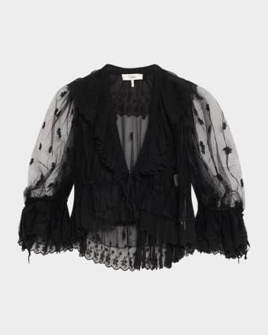 Chloe Lace V-Neck Ruffle Top