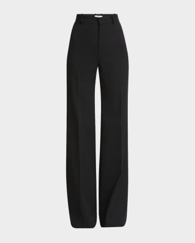 Chloe Wool Grain De Poudre Flare Trousers