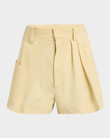 Chloe Pleated Mini Canvas Shorts
