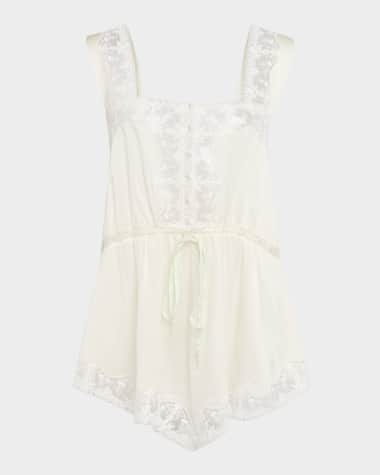 Chloe Lace-Trim Silk Sleeveless Top