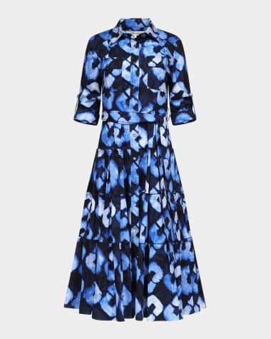 Diane von Furstenberg Regina Pleated Tiered Midi Shirtdress