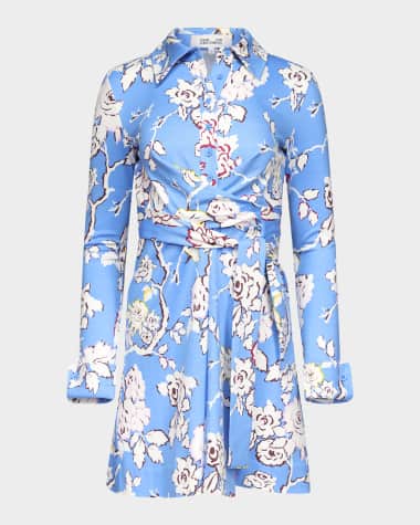 Diane von Furstenberg Didi Floral-Print Mini Wrap Shirtdress