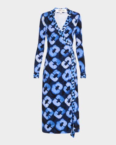 Diane von Furstenberg Abigail Geometric-Print Silk Midi Wrap Dress