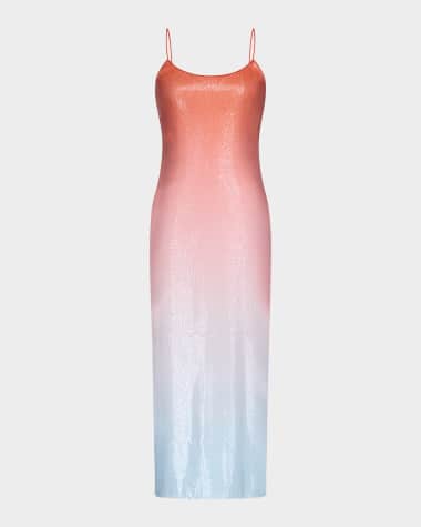 Diane von Furstenberg Scoop-Neck Ombre Sequin Midi Dress
