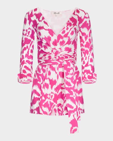 Diane von Furstenberg Celeste Abstract-Print Wrap Romper