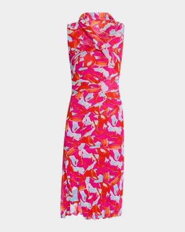 Diane von Furstenberg Lovina Bodycon Abstract-Print Mesh Dress