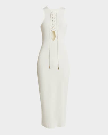 Givenchy Lace-Up Rib Midi Tank Dress