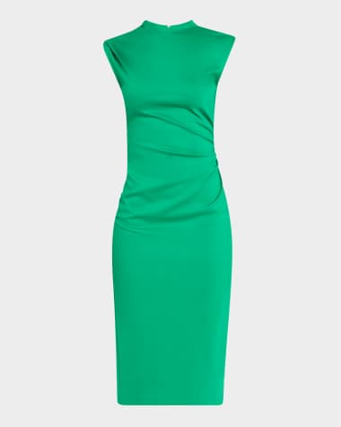 Diane von Furstenberg Darrius Ruched Mock-Neck Midi Dress