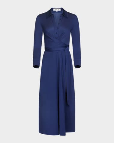 Diane von Furstenberg Sana 3/4-Sleeve Midi Wrap Shirtdress