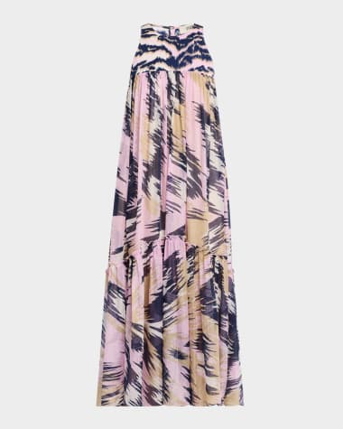 Diane von Furstenberg Melisse Abstract-Print Trapeze Maxi Dress