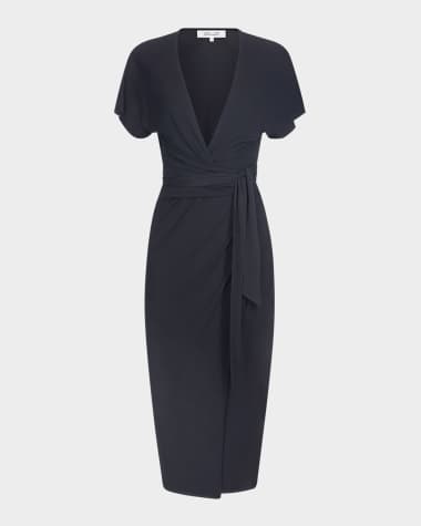 Diane von Furstenberg Paisley Bodycon Midi Wrap Dress