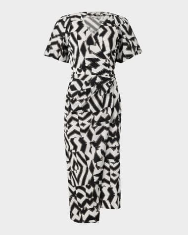 Diane von Furstenberg Arina Geometric-Print Midi Wrap Dress