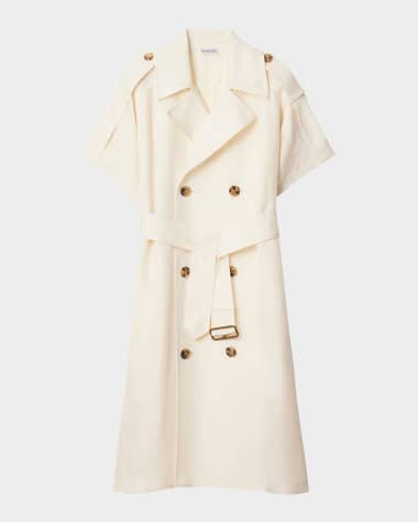 Burberry Short-Sleeve Belted Trench Dress