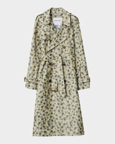 Burberry Blur Flower Double-Breasted Long Trench Coat