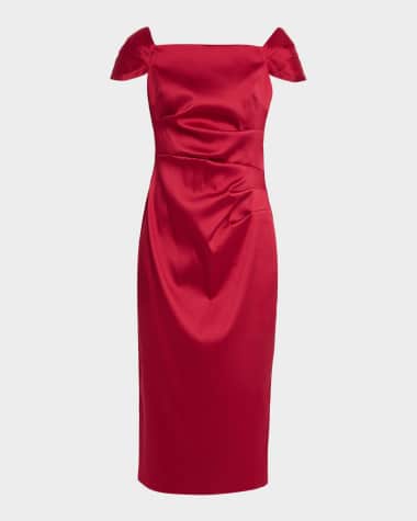 strapless open back dress Red Halter Neck Duchess Satin Gown As Shown / Medium