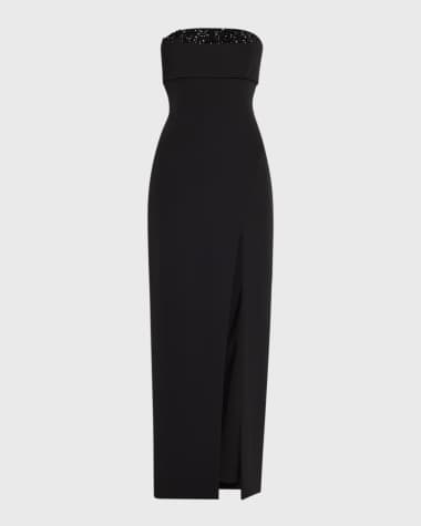 chinese dress ladies Slit Glamorous Lace Black Long-Sleeve Prom Dress Evening Dress US16 / Black