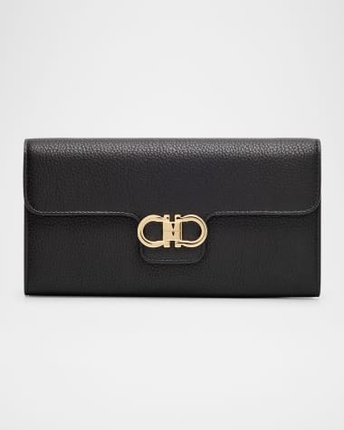 Ferragamo Double Gancio Grain Leather Clutch Bag