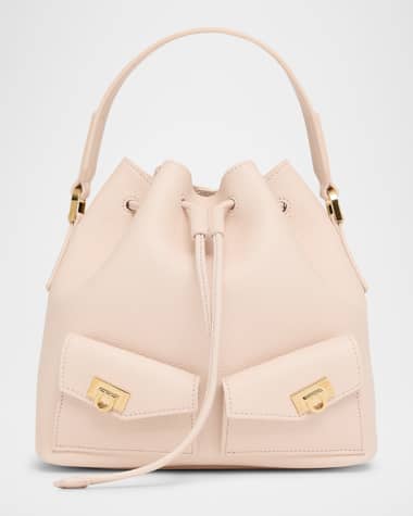Ferragamo Harley Grainy Leather Bucket Bag