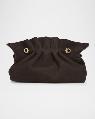 Ferragamo Dumpling Suede Corduroy Shoulder Bag