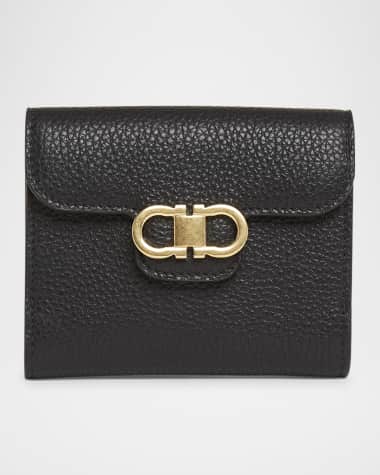 Ferragamo Double Gancio Grainy Leather Wallet