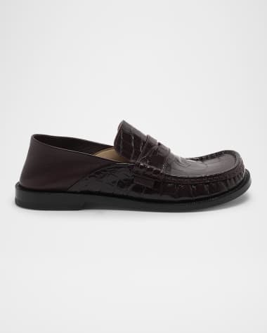 Loewe Campo Croco Fold Penny Loafers