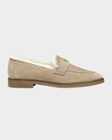 Bougeotte Flaneur Curly Shearling-Lined Suede Loafers
