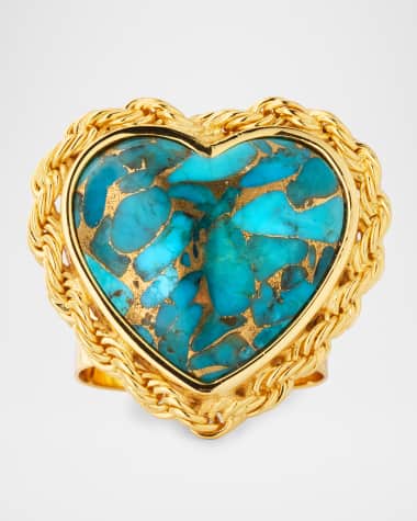 NEST Jewelry Turquoise Heart Rope Chain Statement Ring