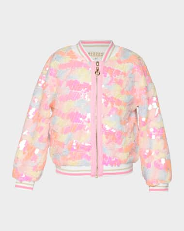 Hannah Banana Girl's Multicolor Sequin Bomber Jacket, Size 4-14