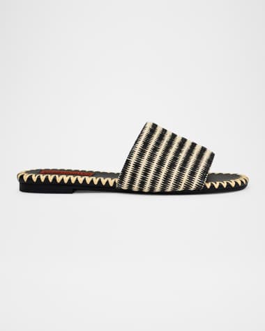 SIMONMILLER Salerno Striped Raffia Mule Sandals