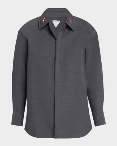 Bottega Veneta Matches-Collar Travel Light Wool Shirt