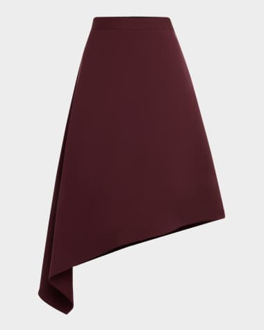 Bottega Veneta Asymmetric Light Sartorial Wool Midi Skirt