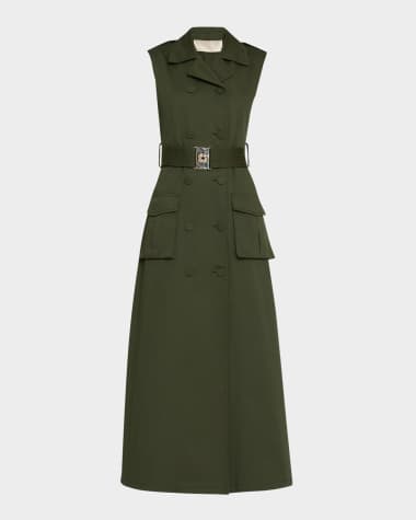Elie Saab Belted Gabardine Midi Utility Dress