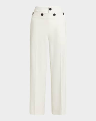 Proenza Schouler Oliver Button Straight-Leg Wool Gabardine Pants