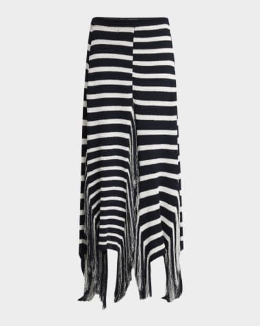Proenza Schouler Yves Striped Fringe Knit Maxi Skirt