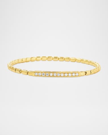 Stevie Wren 18K Yellow Gold Diamond Bar Stretch Bracelet, 7"L