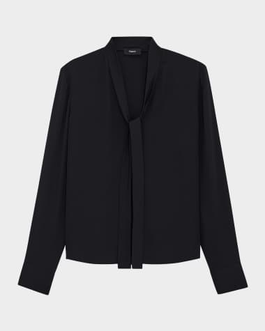 Theory Silk Tie Blouse