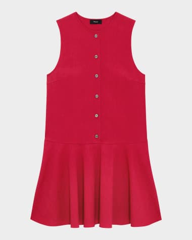 Theory Drop-Waist Crunch Linen Mini Dress