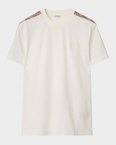 Burberry Men's Check Shoulder-Tape T-Shirt