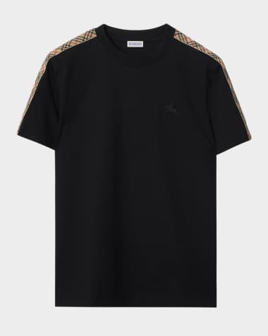 Burberry Men's Check-Trim Cotton T-Shirt