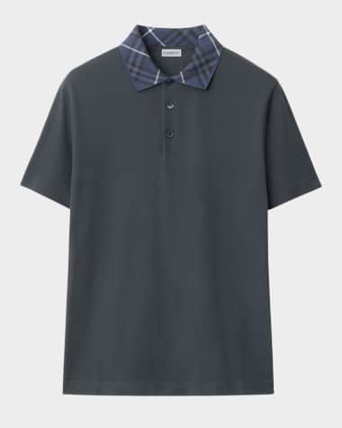 Burberry Men's Check-Collar Polo Shirt