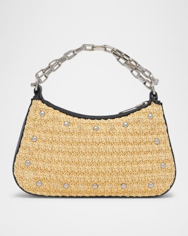 McQueen T-Bar Mini Studded Woven Chain Top-Handle Bag