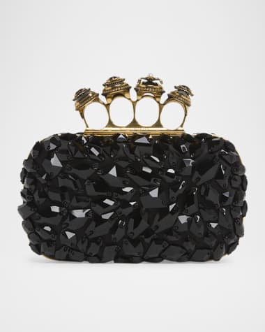 McQueen Spider Four Ring Embellished Silk Clutch Bag
