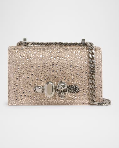 McQueen Skull Four Ring Embellished Leather Shoulder Bag
