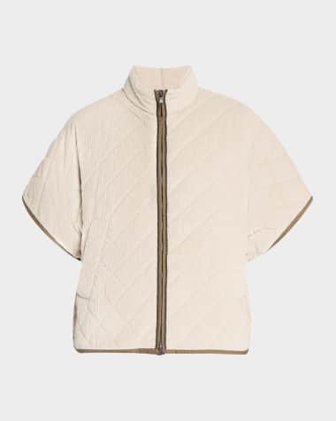 Brunello Cucinelli Corduroy Short-Sleeve Cashmere Padded Thermal Jacket