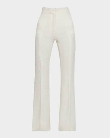 Gabriela Hearst Rhein Flared Textured Silk Pants