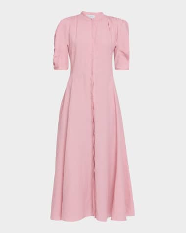 Gabriela Hearst Arabella Puff-Sleeve Linen Dress